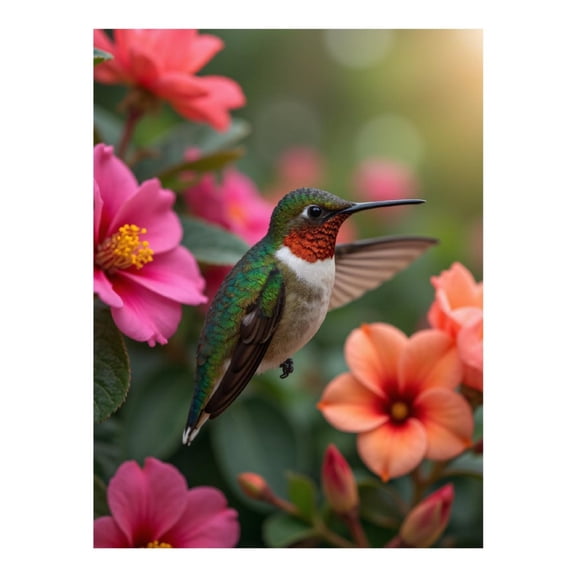 Diamond Art Kit for Adults, Hummingbird Blossom Dance Diamond Painting for Adults Beginners, 5D DIY Diamond Art Painting Kits, Colorful Diamond Painting Craft for Home Decor 12x16