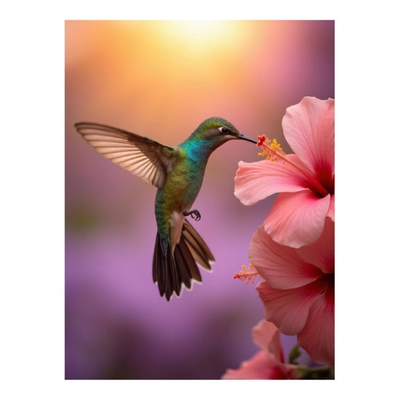 Diamond Art Kit for Adults, Hummingbird Nectar Blossom Sunset Diamond Painting for Adults Beginners, DIY Diamond Art Painting Kits, 5D Diamond Painting Crafts for Home Decor 12x16 Frameless
