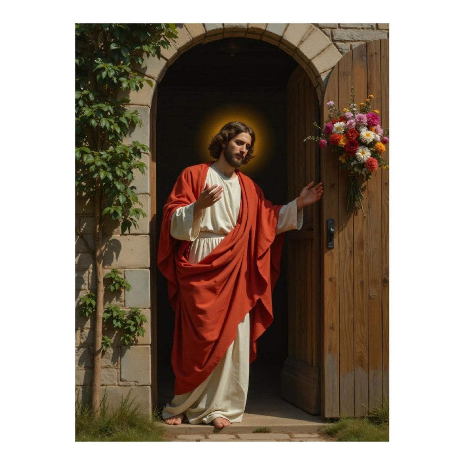 Diamond Art Kit for Adults, Illuminated Figure Red Robe Doorway Diamond Painting for Adults Beginners, DIY Diamond Art Painting Kits, 5D Diamond Painting Crafts for Home Decor 12x16 Frameless