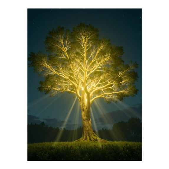 Diamond Art Kit for Adults, Illuminated Tree Night Scene Diamond Painting for Adults Beginners, DIY Diamond Art Painting Kits, 5D Diamond Painting Crafts for Home Decor 12x16 Frameless