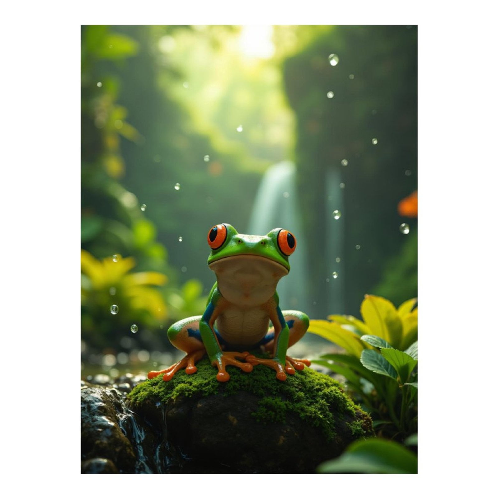 Diamond Art Kit for Adults, Jungle Frog On Mossy Rock Diamond Painting for Adults Beginners, 5D DIY Diamond Art Painting Kits, Colorful Diamond Painting Craft for Home Decor 12x16