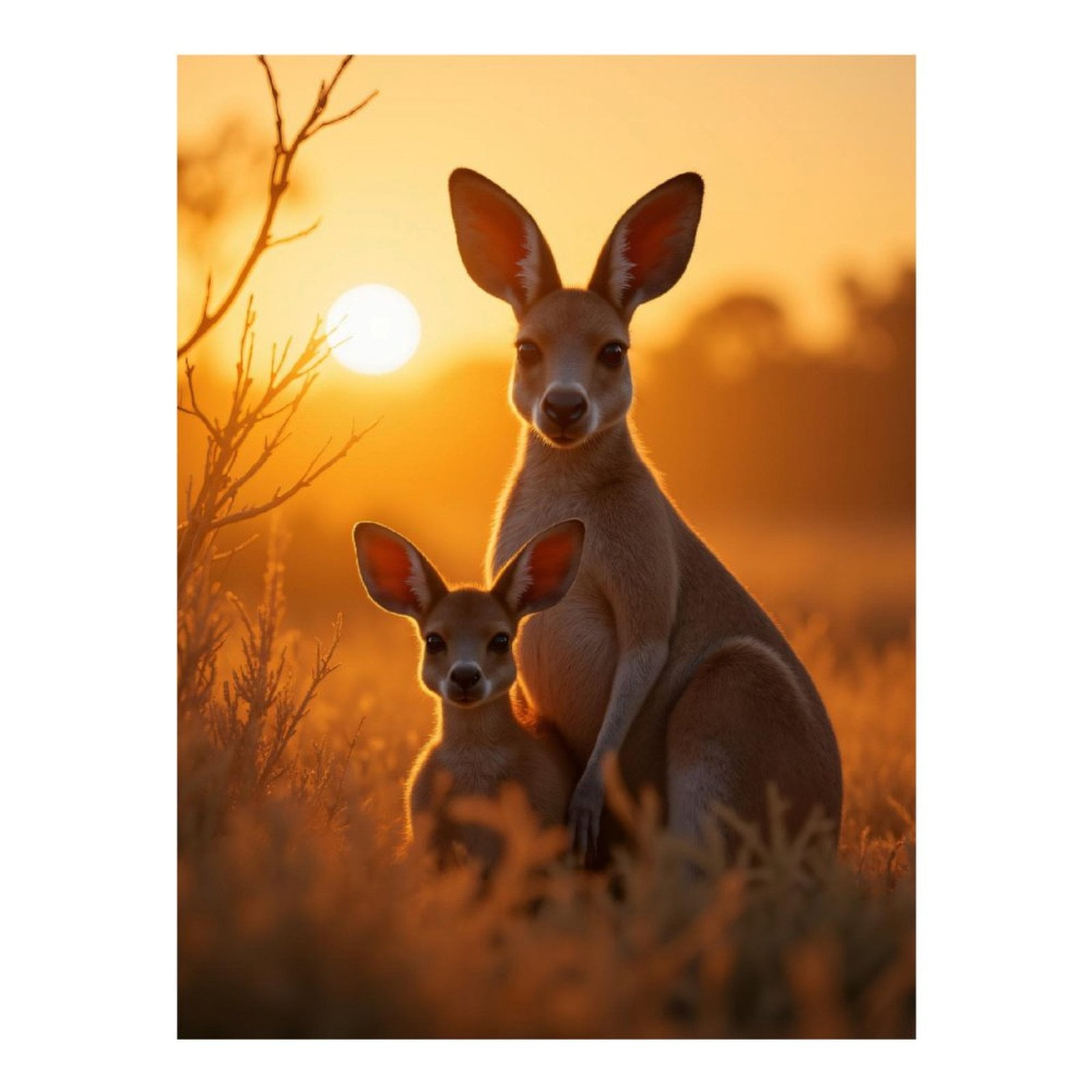 Diamond Art Kit for Adults, Kangaroo Duo Sunrise Scene Diamond Painting for Adults Beginners, 5D DIY Diamond Art Painting Kits, Colorful Diamond Painting Craft for Home Decor 12x16
