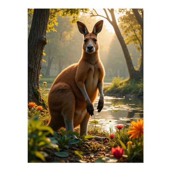 Diamond Art Kit for Adults, Kangaroo Sunrise Scenic Meadow Diamond Painting for Adults Beginners, 5D DIY Diamond Art Painting Kits, Colorful Diamond Painting Craft for Home Decor 12x16