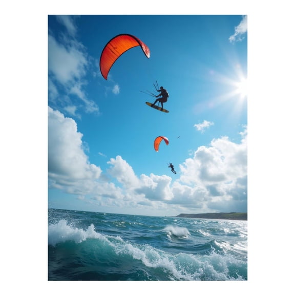 Diamond Art Kit for Adults, Kite Surfing Adventure Blue Sky Diamond Painting for Adults Beginners, 5D DIY Diamond Art Painting Kits, Colorful Diamond Painting Craft for Home Decor 12x16