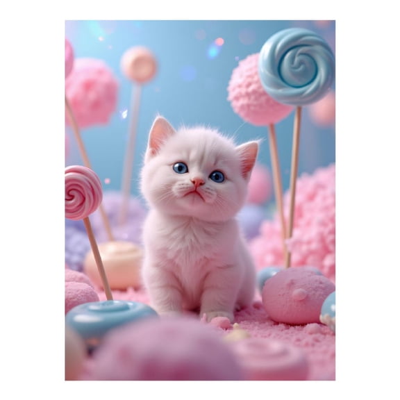 Diamond Art Kit for Adults, Kitten Pastel Candy Wonderland Diamond Painting for Adults Beginners, 5D DIY Diamond Art Painting Kits, Colorful Diamond Painting Craft for Home Decor 12x16