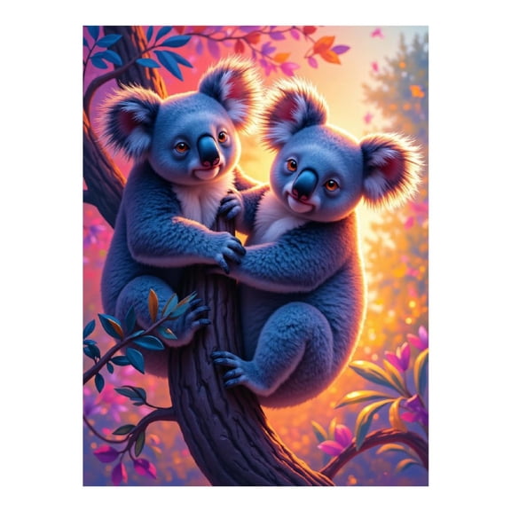 Diamond Art Kit for Adults, Koalas Tree Vibrant Sunset Diamond Painting for Adults Beginners, DIY Diamond Art Painting Kits, 5D Diamond Painting Crafts for Home Decor 12x16 Frameless