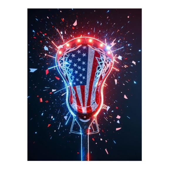 Diamond Art Kit for Adults, Lacrosse Stick American Colors Burst Diamond Painting for Adults Beginners, DIY Diamond Art Painting Kits, 5D Diamond Painting Crafts for Home Decor 12x16 Frameless