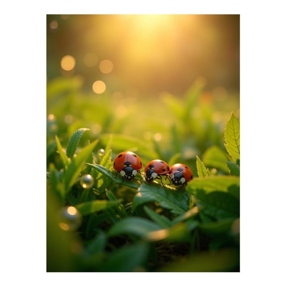 Diamond Art Kit for Adults, Ladybugs Morning Light Dew Diamond Painting for Adults Beginners, 5D DIY Diamond Art Painting Kits, Colorful Diamond Painting Craft for Home Decor 12x16