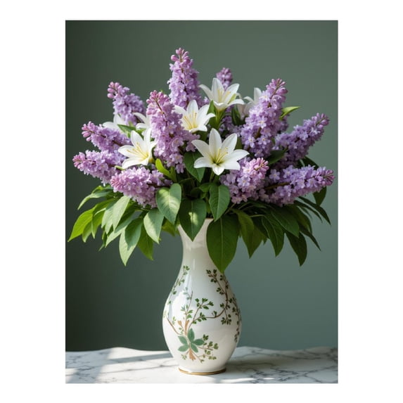 Diamond Art Kit for Adults, Lilies Lavender Vase Arrangement Diamond Painting for Adults Beginners, DIY Diamond Art Painting Kits, 5D Diamond Painting Crafts for Home Decor 12x16 Frameless