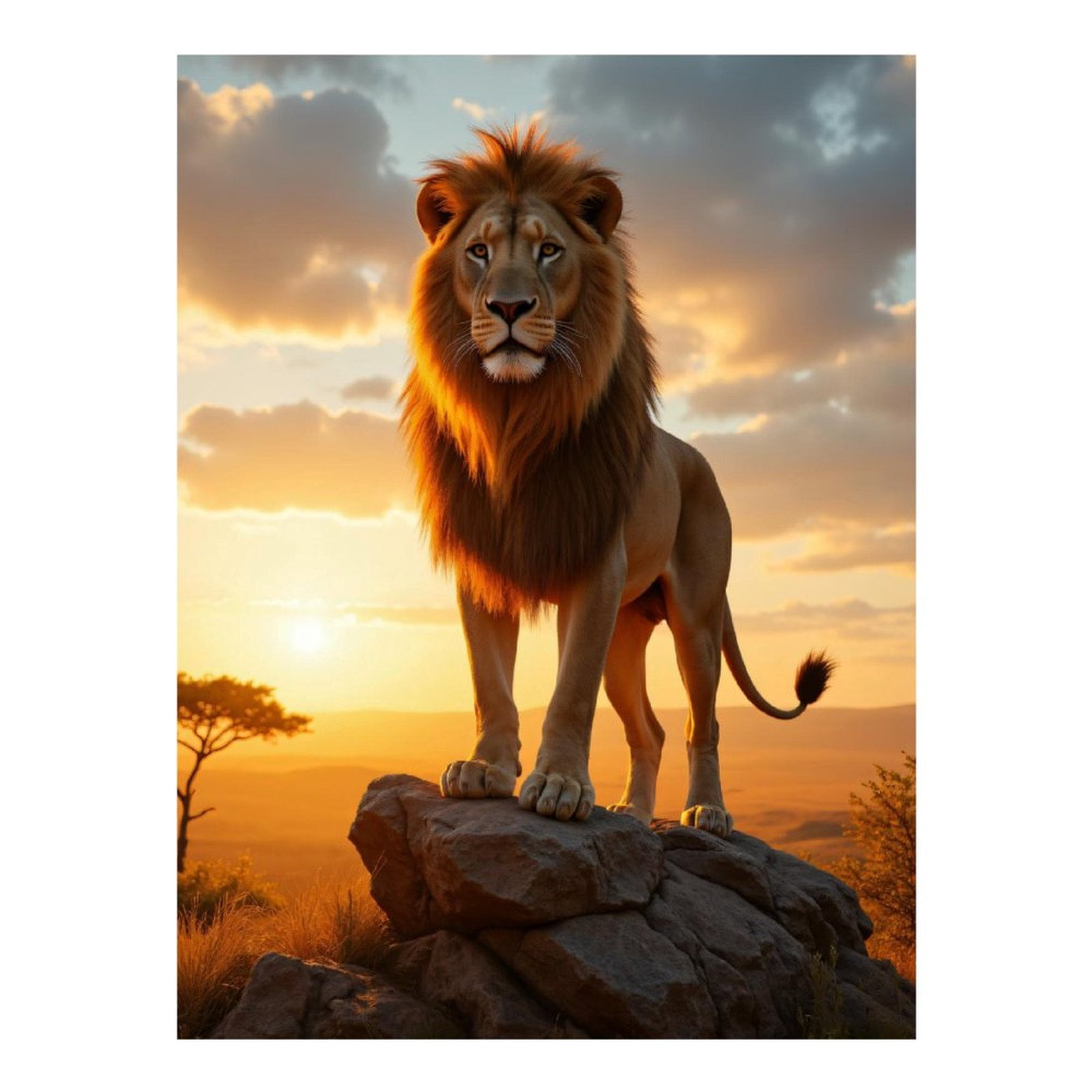 Diamond Art Kit for Adults, Lion Majestic Sunrise Rock Plains Diamond Painting for Adults Beginners, 5D DIY Diamond Art Painting Kits, Colorful Diamond Painting Craft for Home Decor 12x16