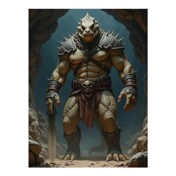 Diamond Art Kit for Adults, Lizard Warrior Cave Creature Diamond Painting for Adults Beginners, DIY Diamond Art Painting Kits, 5D Diamond Painting Crafts for Home Decor 12x16 Frameless