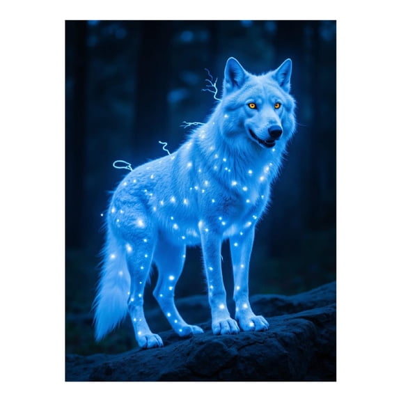Diamond Art Kit for Adults, Luminous Blue Wolf Glowing Night Diamond Painting for Adults Beginners, DIY Diamond Art Painting Kits, 5D Diamond Painting Crafts for Home Decor 12x16 Frameless