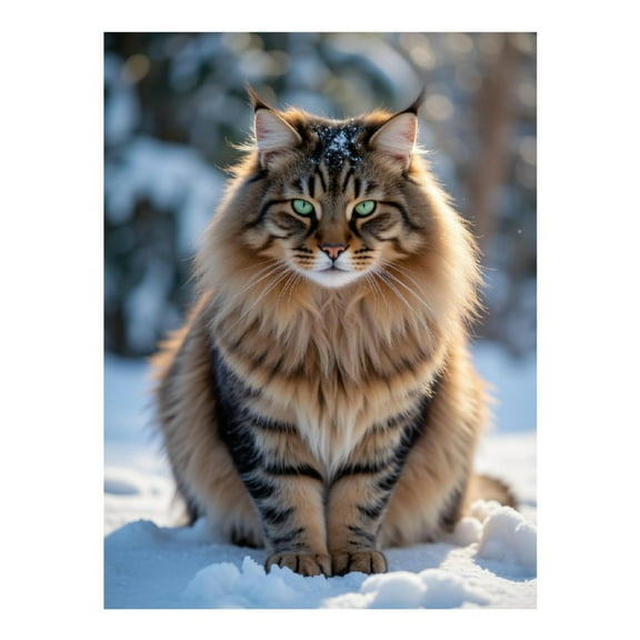 Diamond Art Kit for Adults, Maine Coon Snow Portrait Diamond Painting for Adults Beginners, DIY Diamond Art Painting Kits, 5D Diamond Painting Crafts for Home Decor 12x16 Frameless