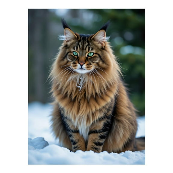 Diamond Art Kit for Adults, Maine Coon Snow Portrait Winter Beauty Diamond Painting for Adults Beginners, 5D DIY Diamond Art Painting Kits, Colorful Diamond Painting Craft for Home Decor 12x16