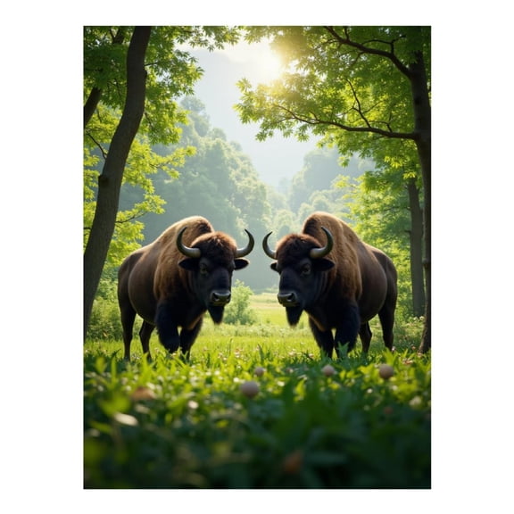 Diamond Art Kit for Adults, Majestic Bison In Lush Forest Scene Diamond Painting for Adults Beginners, 5D DIY Diamond Art Painting Kits, Colorful Diamond Painting Craft for Home Decor 12x16