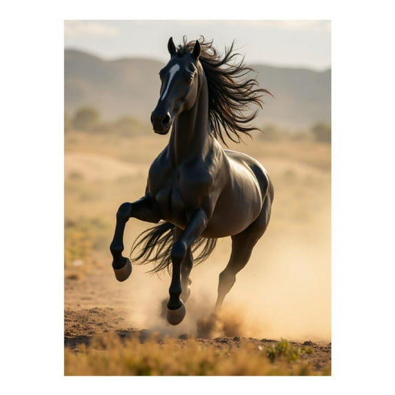 Diamond Art Kit for Adults, Majestic Black Horse Galloping Desert Diamond Painting for Adults Beginners, 5D DIY Diamond Art Painting Kits, Colorful Diamond Painting Craft for Home Decor 12x16