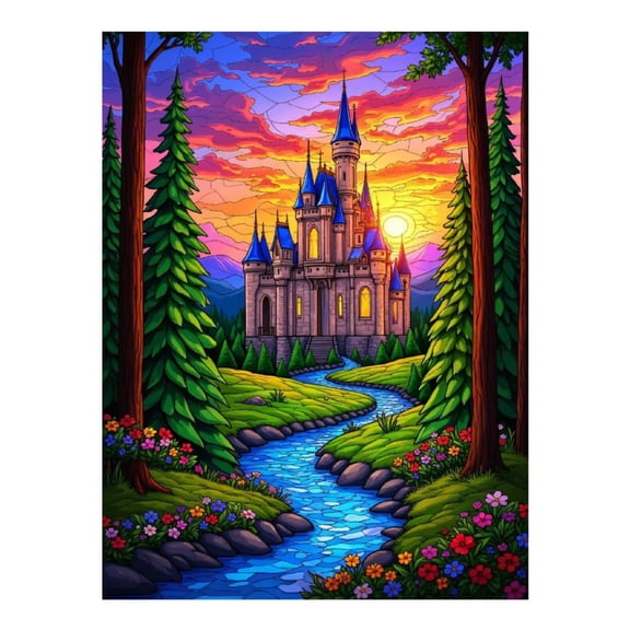 Diamond Art Kit for Adults, Majestic Castle Sunset Landscape Diamond Painting for Adults Beginners, 5D DIY Diamond Art Painting Kits, Colorful Diamond Painting Craft for Home Decor 12x16