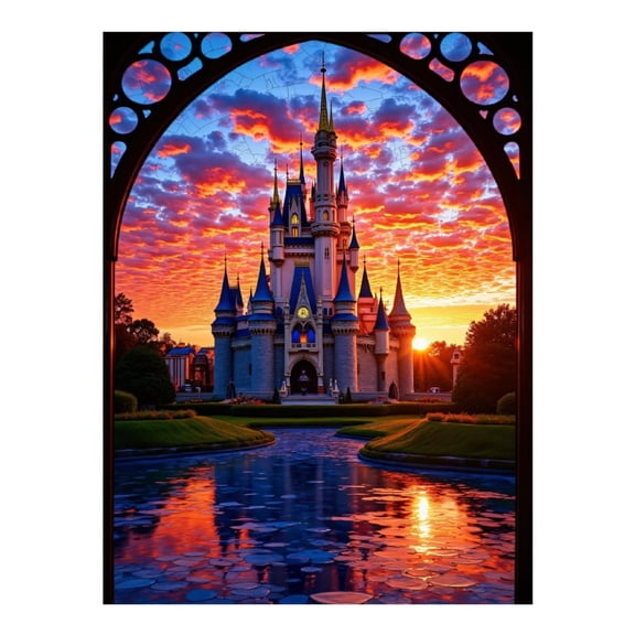 Diamond Art Kit for Adults, Majestic Castle Sunset Reflection Diamond Painting for Adults Beginners, 5D DIY Diamond Art Painting Kits, Colorful Diamond Painting Craft for Home Decor 12x16