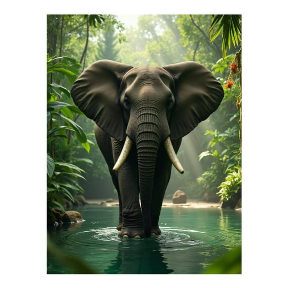 Diamond Art Kit for Adults, Majestic Elephant Jungle Scene Diamond Painting for Adults Beginners, DIY Diamond Art Painting Kits, 5D Diamond Painting Crafts for Home Decor 12x16 Frameless