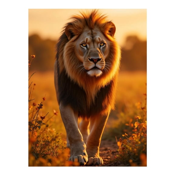 Diamond Art Kit for Adults, Majestic Lion In Golden Light Diamond Painting for Adults Beginners, DIY Diamond Art Painting Kits, 5D Diamond Painting Crafts for Home Decor 12x16 Frameless