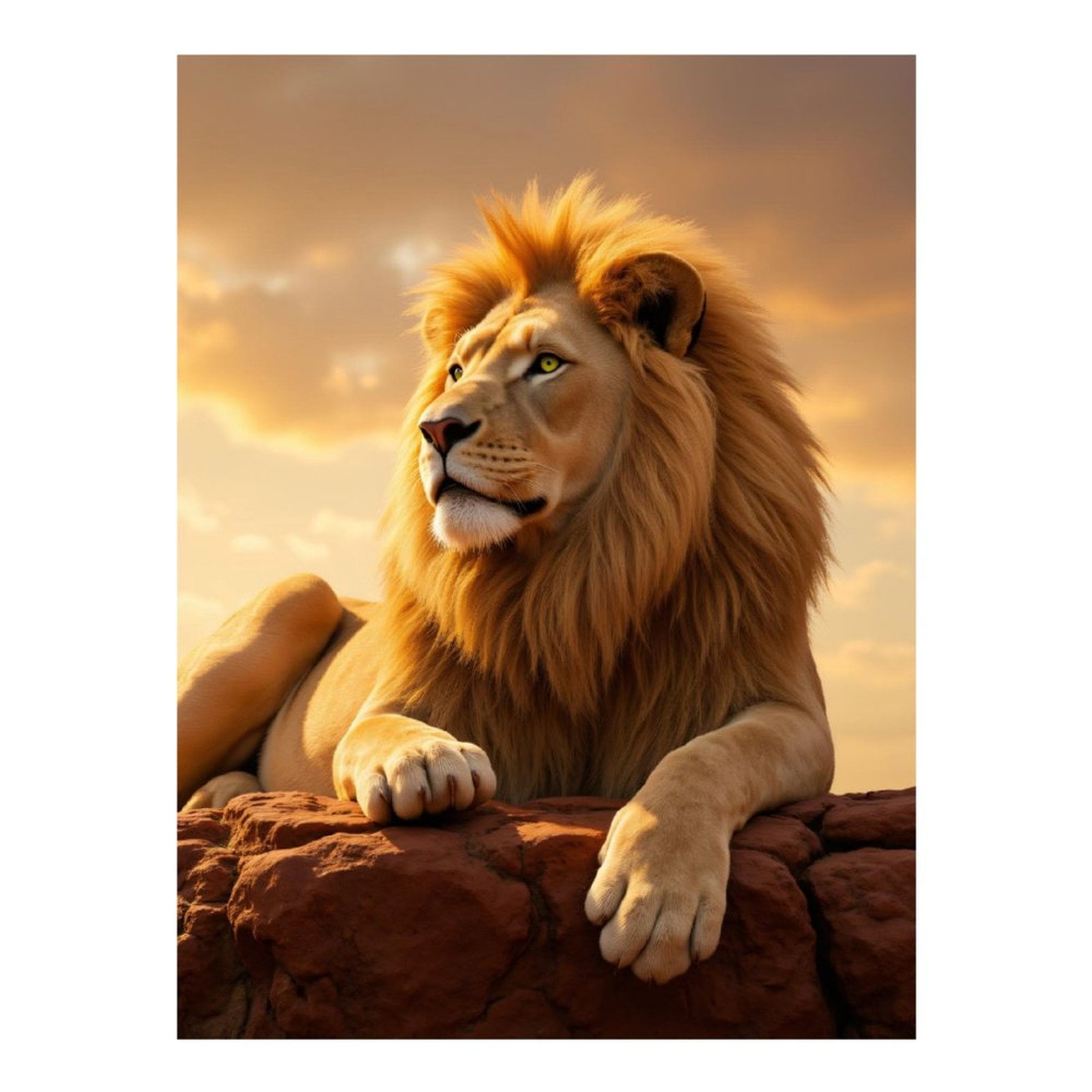 Diamond Art Kit for Adults, Majestic Lion Sunset Rock Diamond Painting for Adults Beginners, DIY Diamond Art Painting Kits, 5D Diamond Painting Crafts for Home Decor 12x16 Frameless