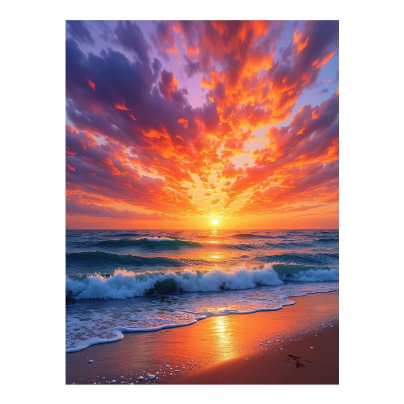 Diamond Art Kit for Adults, Majestic Sunset Over Ocean Waves Diamond ...
