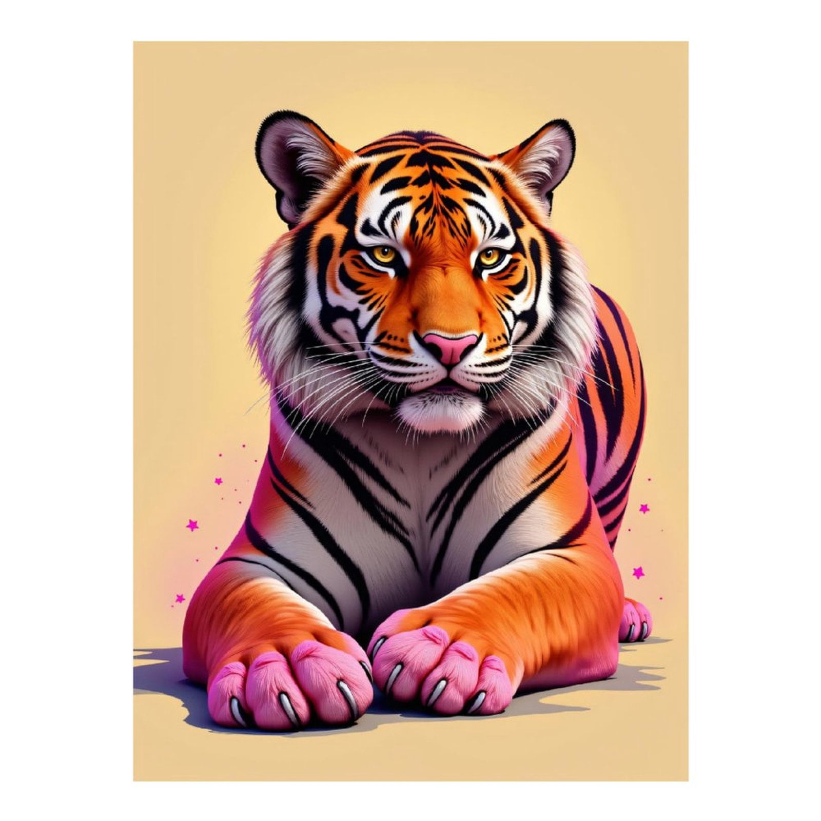 Diamond Art Kit for Adults, Majestic Tiger Pink Paws Fantasy Diamond Painting for Adults Beginners, 5D DIY Diamond Art Painting Kits, Colorful Diamond Painting Craft for Home Decor 12x16