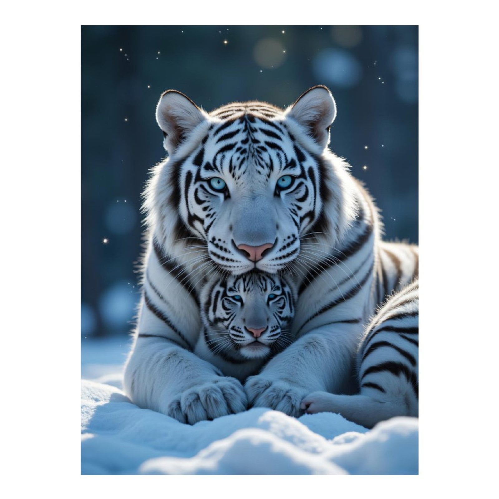 Diamond Art Kit for Adults, Majestic White Tigers Snow Sparkle Diamond Painting for Adults Beginners, 5D DIY Diamond Art Painting Kits, Colorful Diamond Painting Craft for Home Decor 12x16