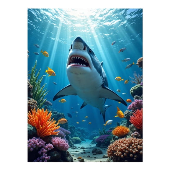Diamond Art Kit for Adults, Marine Predator Coral Reef Scene Diamond Painting for Adults Beginners, 5D DIY Diamond Art Painting Kits, Colorful Diamond Painting Craft for Home Decor 12x16