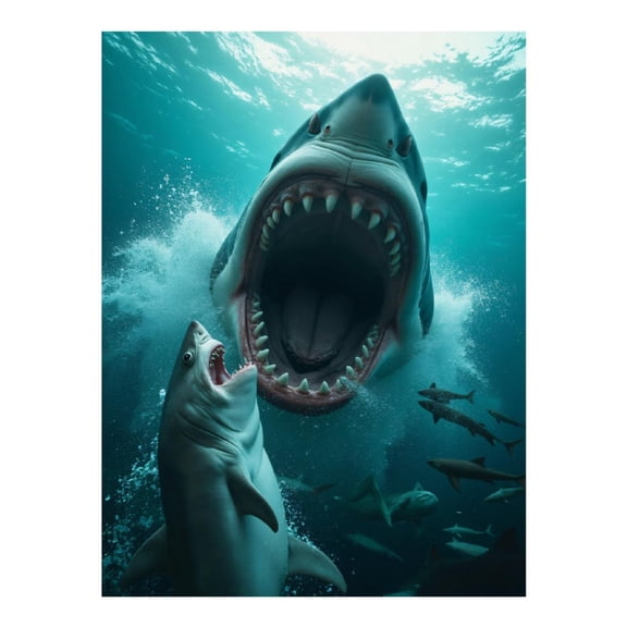 Diamond Art Kit for Adults, Massive Shark Ocean Scene Diamond Painting for Adults Beginners, DIY Diamond Art Painting Kits, 5D Diamond Painting Crafts for Home Decor 12x16 Frameless