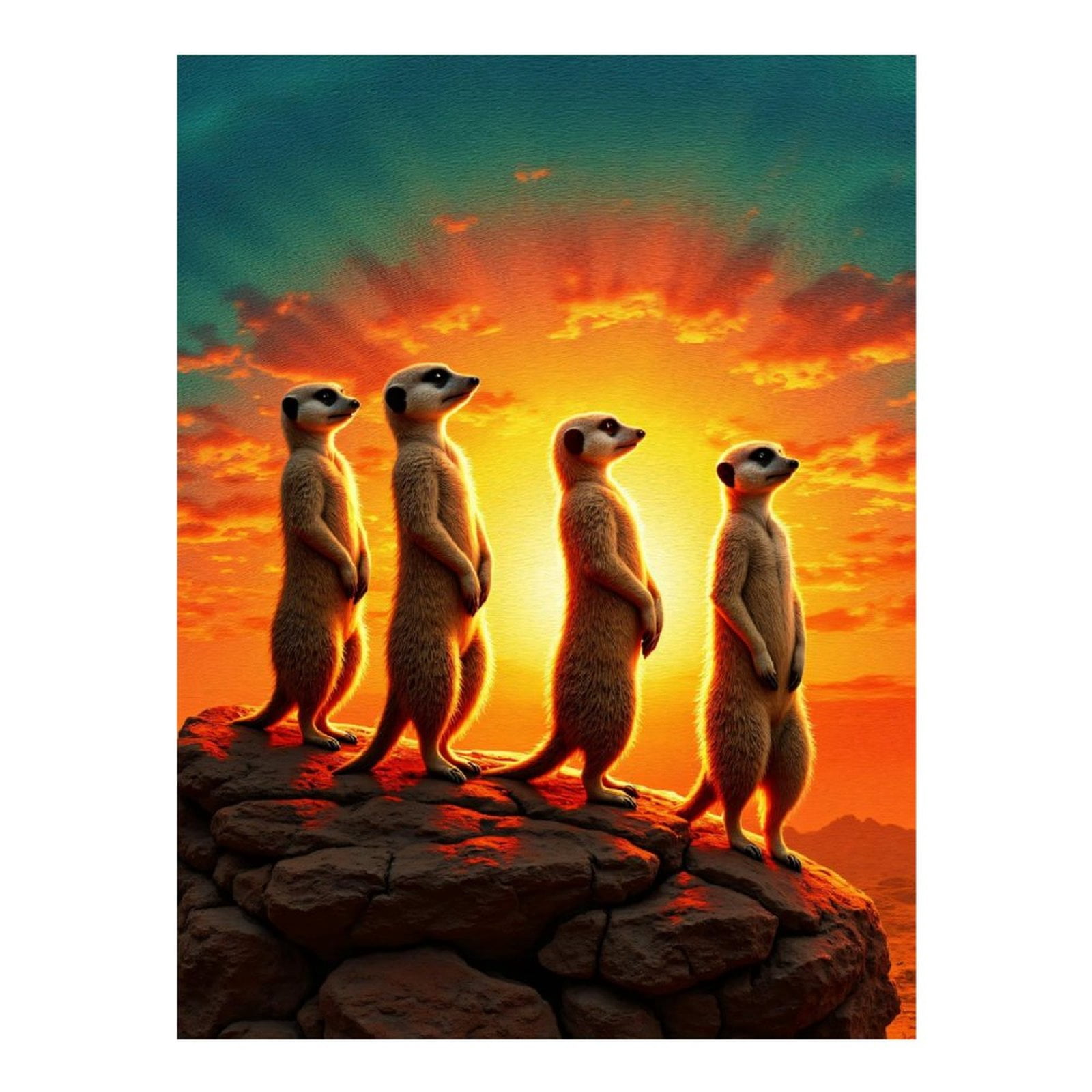 Diamond Art Kit for Adults, Meerkats Sunset Rock Formation Diamond Painting for Adults Beginners, 5D DIY Diamond Art Painting Kits, Colorful Diamond Painting Craft for Home Decor 12x16