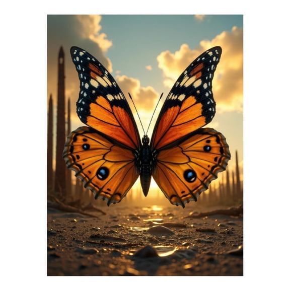 Diamond Art Kit for Adults, Monarch Butterfly Sunset Flight Diamond Painting for Adults Beginners, DIY Diamond Art Painting Kits, 5D Diamond Painting Crafts for Home Decor 12x16 Frameless