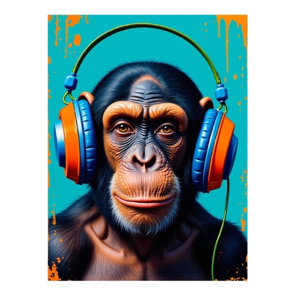 Diamond Art Kit for Adults, Monkey With Colorful Headphones Diamond Painting for Adults Beginners, DIY Diamond Art Painting Kits, 5D Diamond Painting Crafts for Home Decor 12x16 Frameless