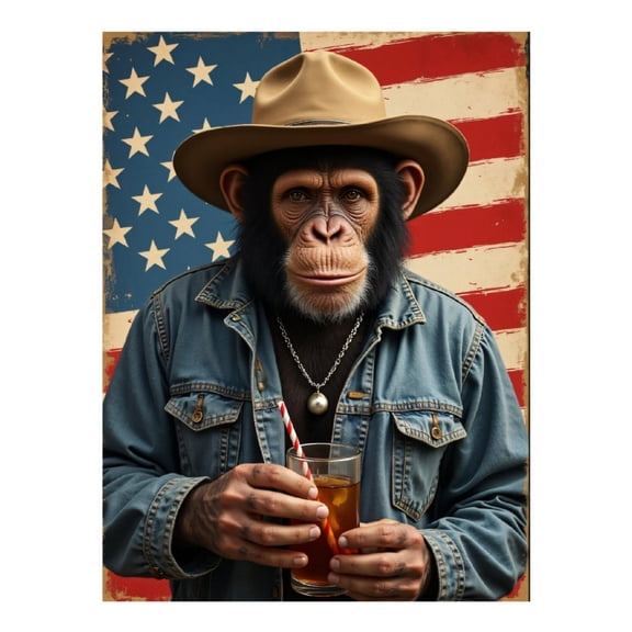 Diamond Art Kit for Adults, Monkey Cowboy Denim Drink Retro Diamond Painting for Adults Beginners, 5D DIY Diamond Art Painting Kits, Colorful Diamond Painting Craft for Home Decor 12x16