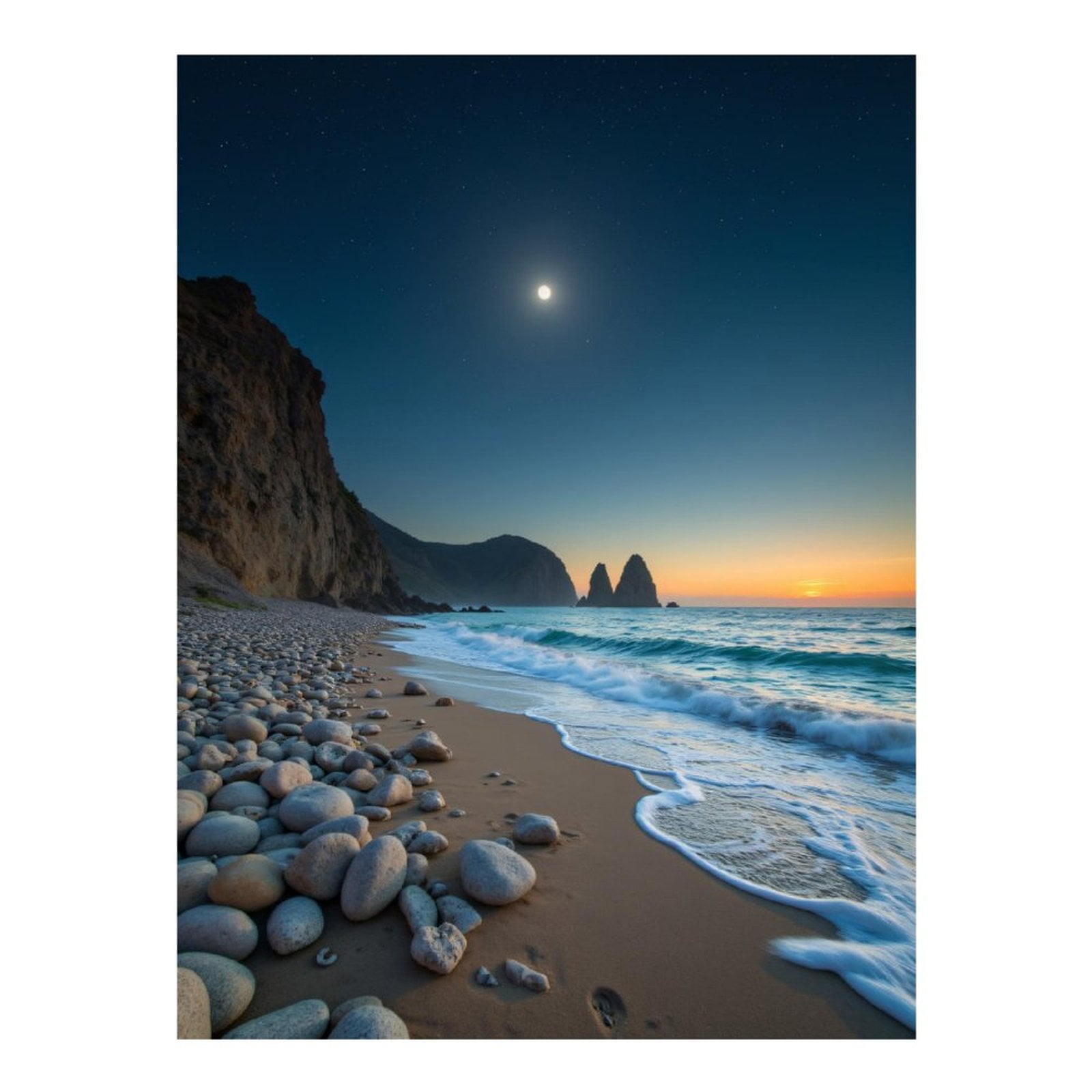 Diamond Art Kit for Adults, Moonlit Beach Sunset Waves Rocks Diamond Painting for Adults Beginners, 5D DIY Diamond Art Painting Kits, Colorful Diamond Painting Craft for Home Decor 12x16
