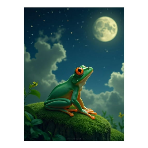 Diamond Art Kit for Adults, Moonlit Contemplative Frog Nature Diamond Painting for Adults Beginners, DIY Diamond Art Painting Kits, 5D Diamond Painting Crafts for Home Decor 12x16 Frameless