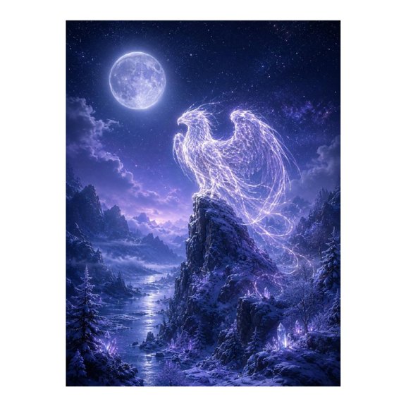 Diamond Art Kit for Adults, Moonlit White Eagle Diamond Painting for Adults Beginners, 5D DIY Diamond Art Painting Kits, Colorful Diamond Painting Craft for Home Decor 12x16