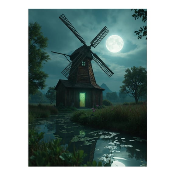 Diamond Art Kit for Adults, Moonlit Windmill Night Scene Diamond Painting for Adults Beginners, 5D DIY Diamond Art Painting Kits, Colorful Diamond Painting Craft for Home Decor 12x16