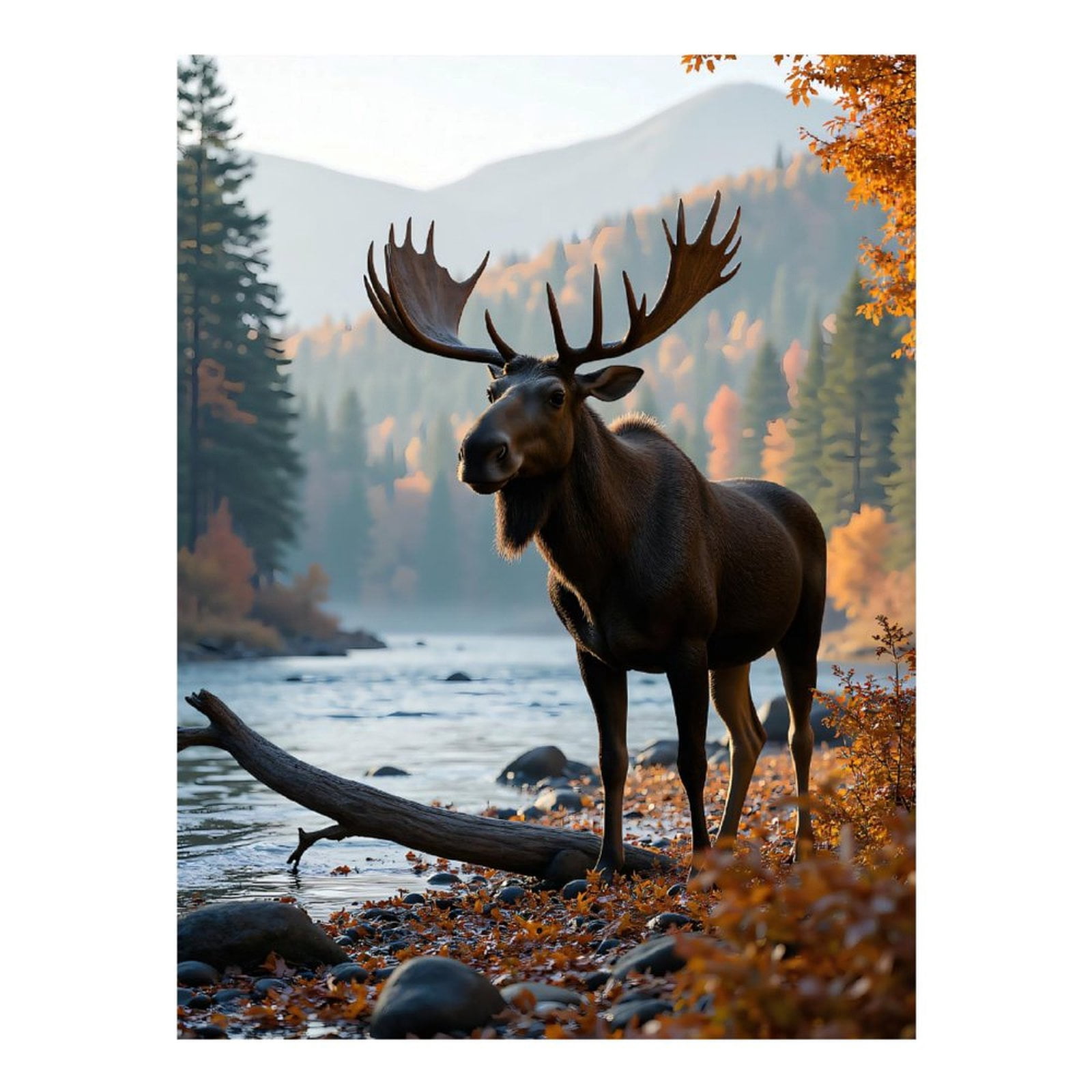 Diamond Art Kit for Adults, Moose River Autumn Forest Scene Diamond Painting for Adults Beginners, 5D DIY Diamond Art Painting Kits, Colorful Diamond Painting Craft for Home Decor 12x16
