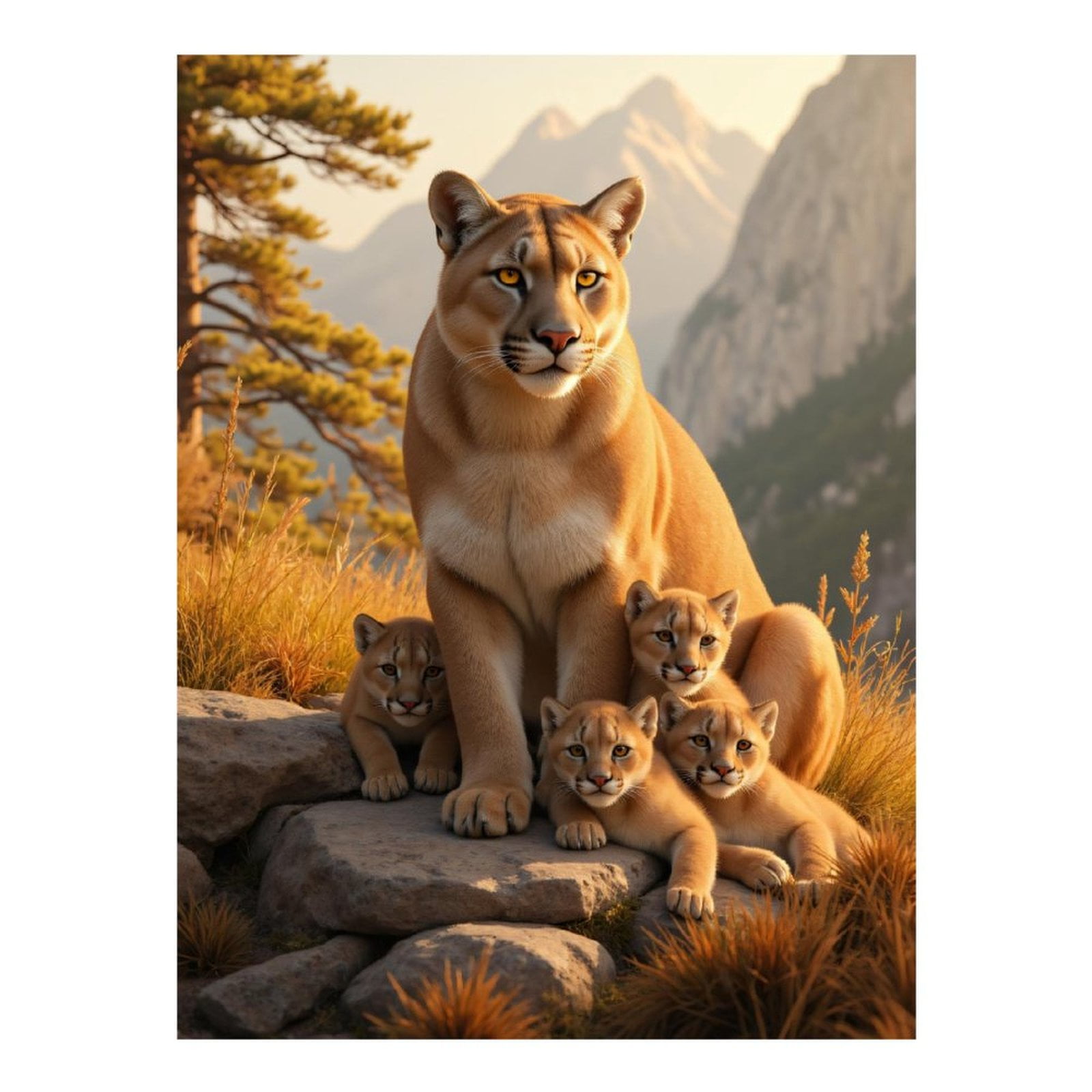 Diamond Art Kit for Adults, Mountain Family Wildlife Scene Diamond Painting for Adults Beginners, DIY Diamond Art Painting Kits, 5D Diamond Painting Crafts for Home Decor 12x16 Frameless