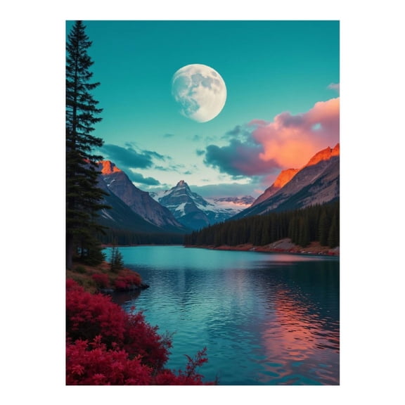 Diamond Art Kit for Adults, Mountain Lake Moonlight Reflection Diamond Painting for Adults Beginners, DIY Diamond Art Painting Kits, 5D Diamond Painting Crafts for Home Decor 12x16 Frameless