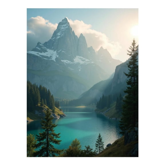 Diamond Art Kit for Adults, Mountain Lake Sunrise Alpine Beauty Diamond Painting for Adults Beginners, DIY Diamond Art Painting Kits, 5D Diamond Painting Crafts for Home Decor 12x16 Frameless
