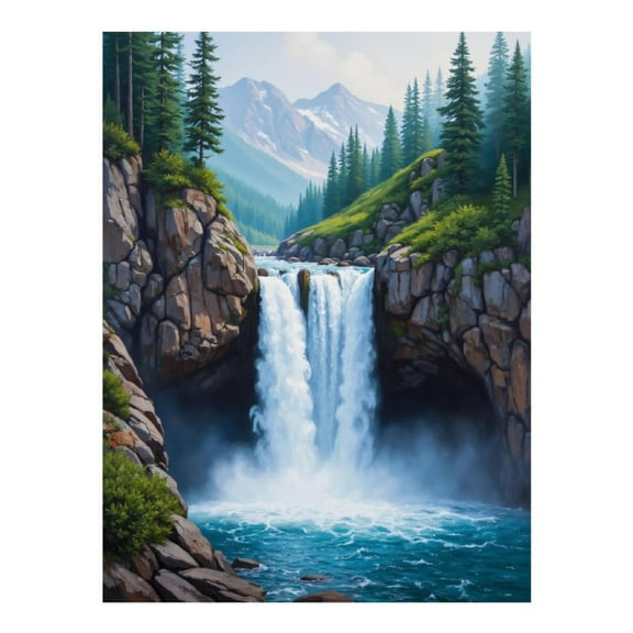 Diamond Art Kit for Adults, Mountain Waterfall Scenic Landscape Diamond Painting for Adults Beginners, DIY Diamond Art Painting Kits, 5D Diamond Painting Crafts for Home Decor 12x16 Frameless