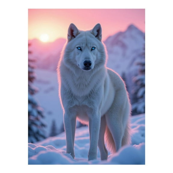 Diamond Art Kit for Adults, Mystical Arctic Wolf At Sunset Diamond Painting for Adults Beginners, 5D DIY Diamond Art Painting Kits, Colorful Diamond Painting Craft for Home Decor 12x16