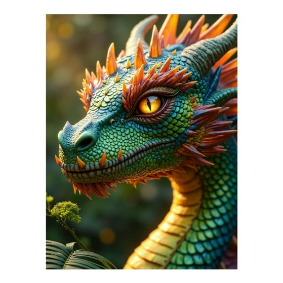 Diamond Art Kit for Adults, Mystical Colorful Dragon Portrait Diamond Painting for Adults Beginners, DIY Diamond Art Painting Kits, 5D Diamond Painting Crafts for Home Decor 12x16 Frameless