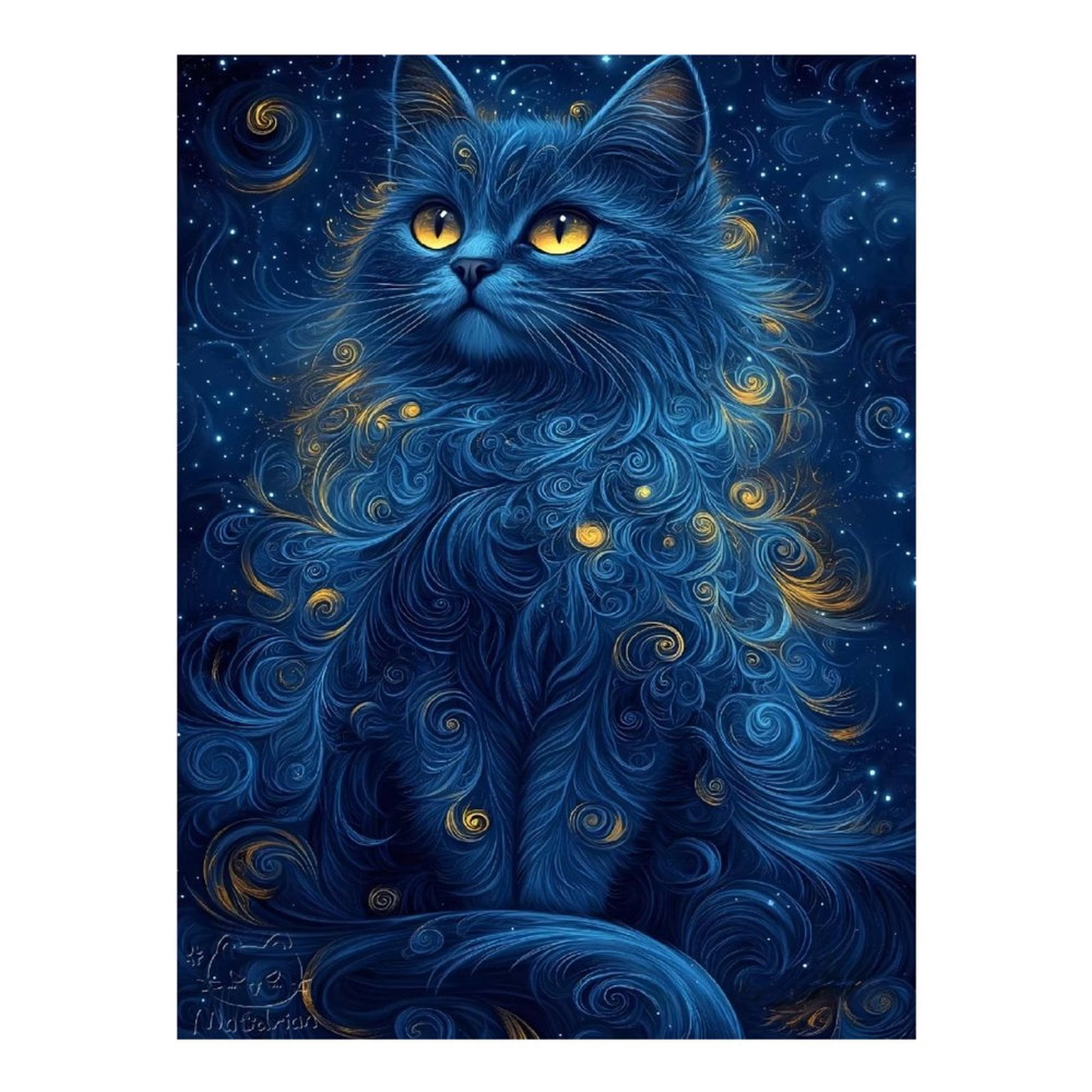Diamond Art Kit for Adults, Mystical Starry Night Feline Art Diamond Painting for Adults Beginners, DIY Diamond Art Painting Kits, 5D Diamond Painting Crafts for Home Decor 12x16 Frameless