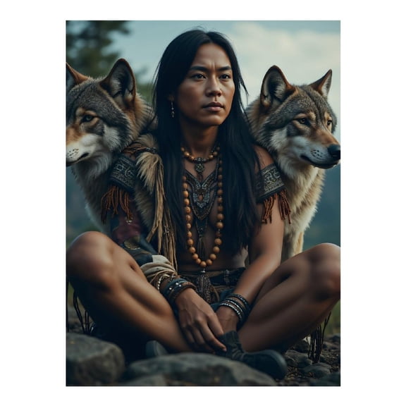 Diamond Art Kit for Adults, Native Woman With Wolves Diamond Painting for Adults Beginners, 5D DIY Diamond Art Painting Kits, Colorful Diamond Painting Craft for Home Decor 12x16