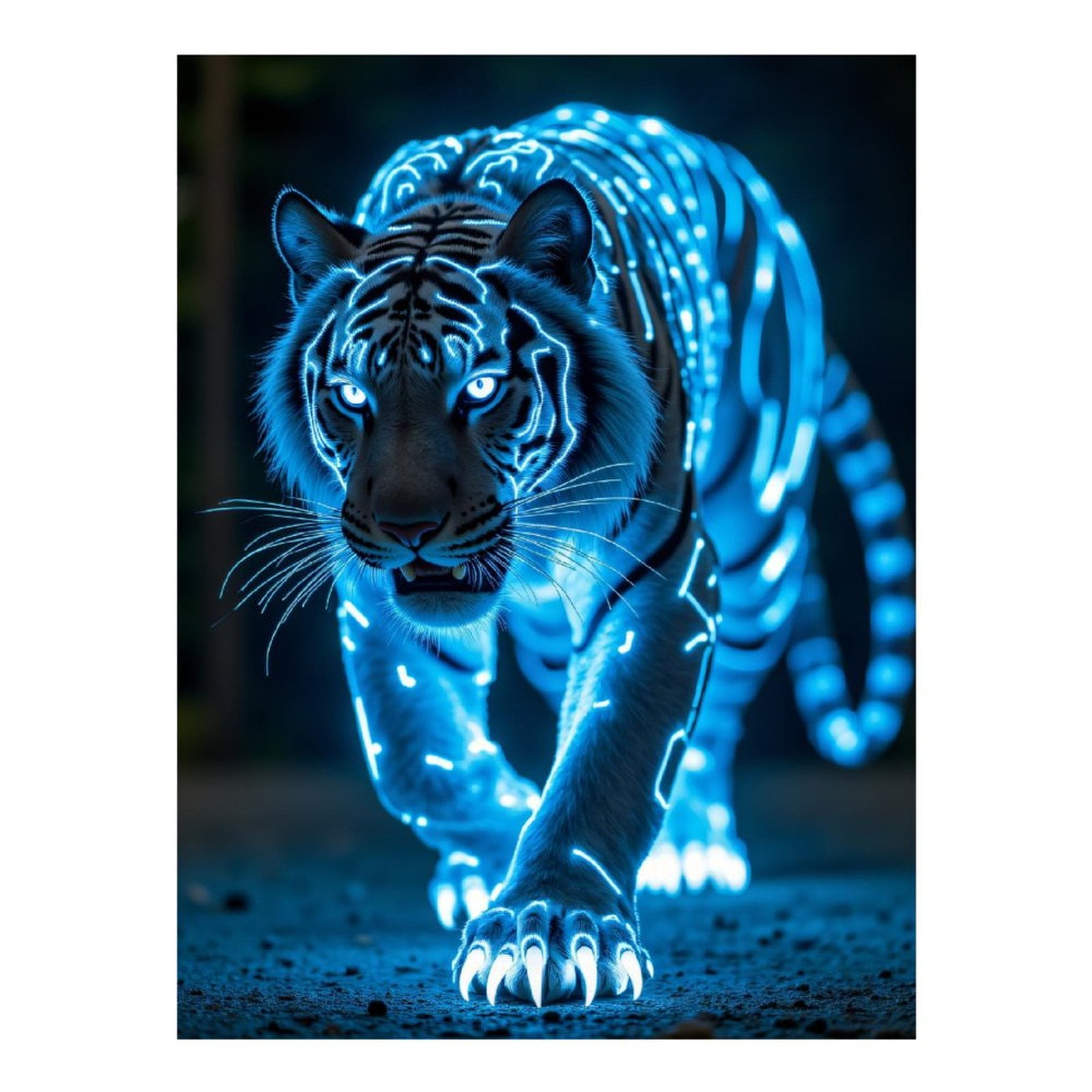 Diamond Art Kit for Adults, Neon Cyber Tiger Night Glow Diamond Painting for Adults Beginners, DIY Diamond Art Painting Kits, 5D Diamond Painting Crafts for Home Decor 12x16 Frameless