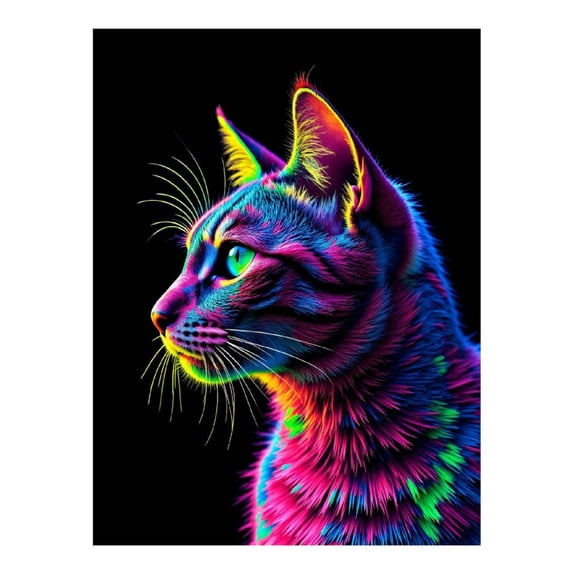 Diamond Art Kit for Adults, Neon Feline Vibrant Colors Diamond Painting for Adults Beginners, 5D DIY Diamond Art Painting Kits, Colorful Diamond Painting Craft for Home Decor 12x16