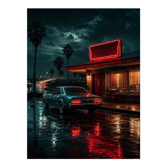 Diamond Art Kit for Adults, Neon Rainy Diner Diamond Painting for Adults Beginners, 5D DIY Diamond Art Painting Kits, Colorful Diamond Painting Craft for Home Decor 12x16